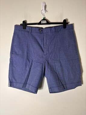 NWOT Men's Cremiux Blue and White Flat Front Cotton Shorts Sz 38